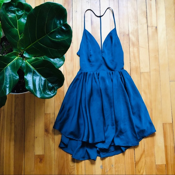 NBD Dresses & Skirts - REVOLVE NBD teal T strap mini dress pleated skirt